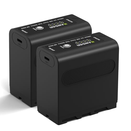 OANSER NP-F970 with USB-C 2 Pack, 8800mAh Replacement Battery for Sony NP-F970 NP-F960 NP-F750 NP-F550,NPF Battery Compatible for Sony CCD-TRV215 CCD-TR917 CCD-TR315 CCD-RV100 (Black, 2P)