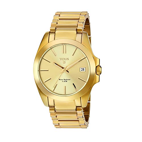 TOUS Reloj Análogico para Mujer de Acero Dorado, Resistente al Agua 5 ATM, Colección Drive