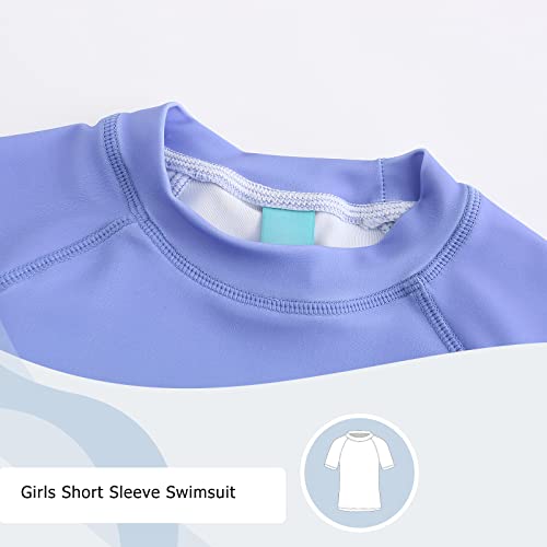 Image of Girls Short Sleeve Rash Guard Swim Shirt Girls Sun Protection Swimsuits Quick Dry Surf Tops Bathing Suits for Girls