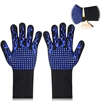 Ovenwanten, BBQ vuurvaste handschoenen, grill snijbestendige handschoenen 800 °C hittebestendige handschoenen, antislip siliconen ovenhandschoenen, keukenveilige kookhandschoenen voor ovenwanten