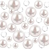 Hicarer 200 Pieces Pearl for Vase Filler Floating Candles and 5000 Transparent Water Gels No Hole Decorative Beads for Wedding Centerpiece Home Table Decor (White)