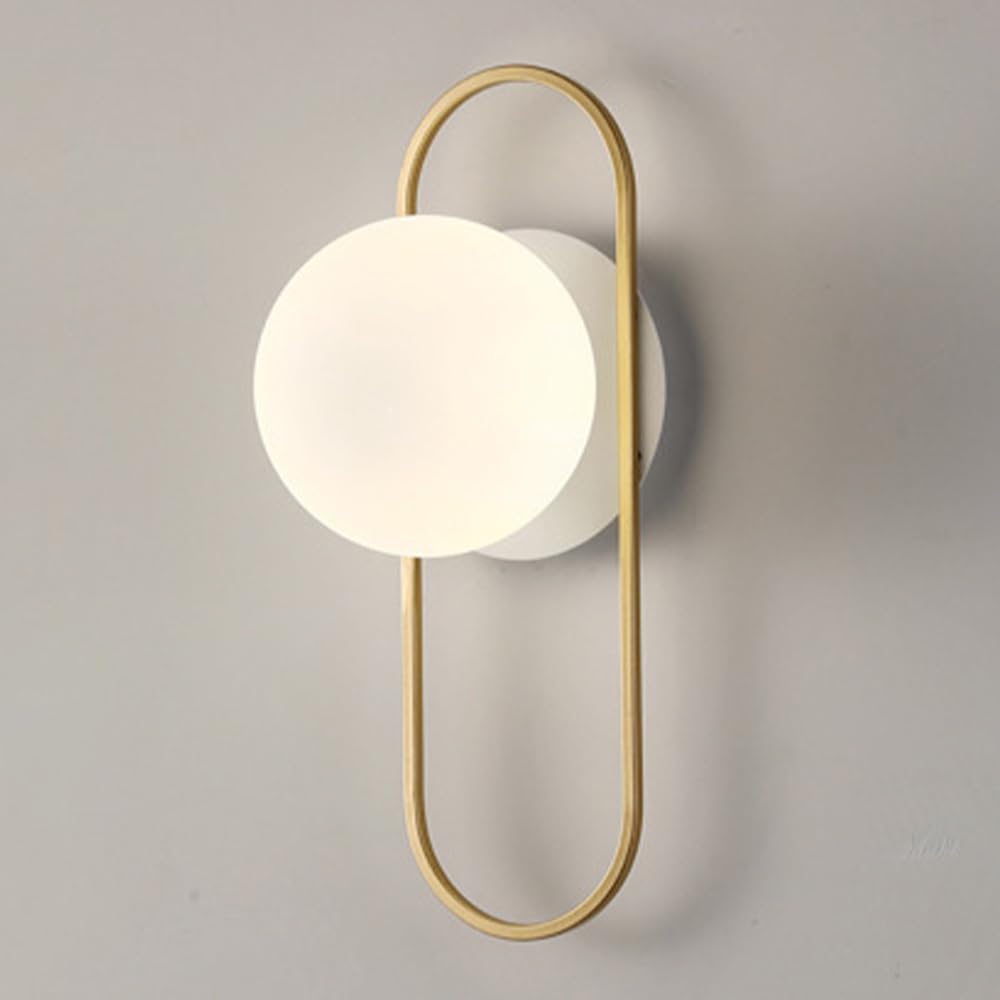 SXECAEPS Round Glass Wall Sconce Indoor Hardwired Bathroom Vanity Light Fixture with Globe Shade, G9 Socket Nordic Modern Lamps for Bedroom Bedside, 1-light