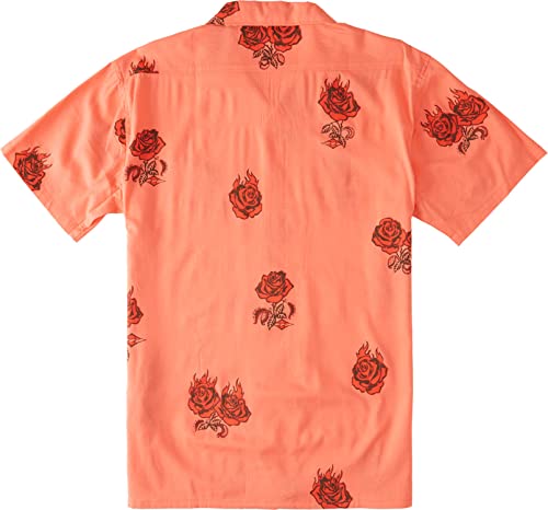 Billabong Sundays Vacay Short Sleeve Woven Washed Red Lg #TOP1