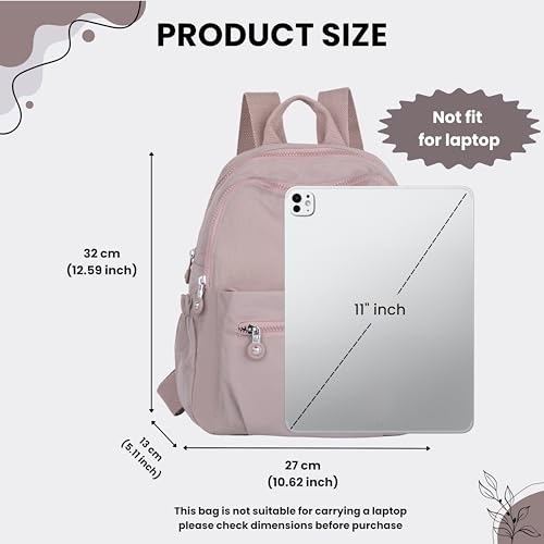 Image of TS WITH TECHSUN Stylish Women Mini Backpack | Lightweight Travel Small Nylon Bag with Multiple Pockets | Anti-Theft Zipper Pocket | Casual, Work, Office, Picnic Backpack for Girls