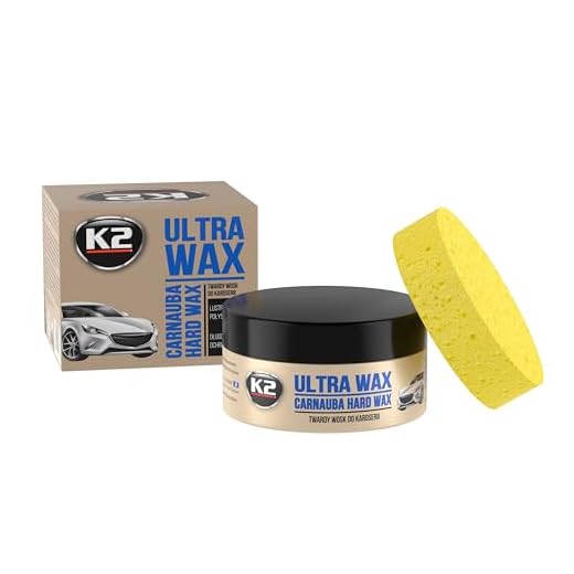 K2 Ultra Wax, Carnauba Wachspaste mit Schwamm, Hartwachs, Autowachs 250g