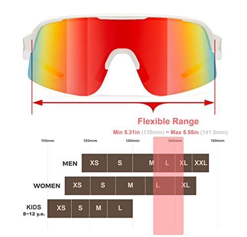 Eazyrun6 Large Polarized Shield Sports Red Sunglasses For Men Baseball Ski Biking Cycling Mtb Running Volleyball Sailing , Medium #TOP1