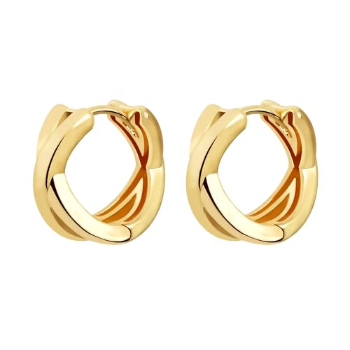 DIELOVEHUA Pendientes Aros Dorados Mujer, Pendientes Aro Gruesos, Pendiente Aro Hipoalergenicos Mujer, Delicados Ligeros, Moda Regalos de Joyería para Mujeres