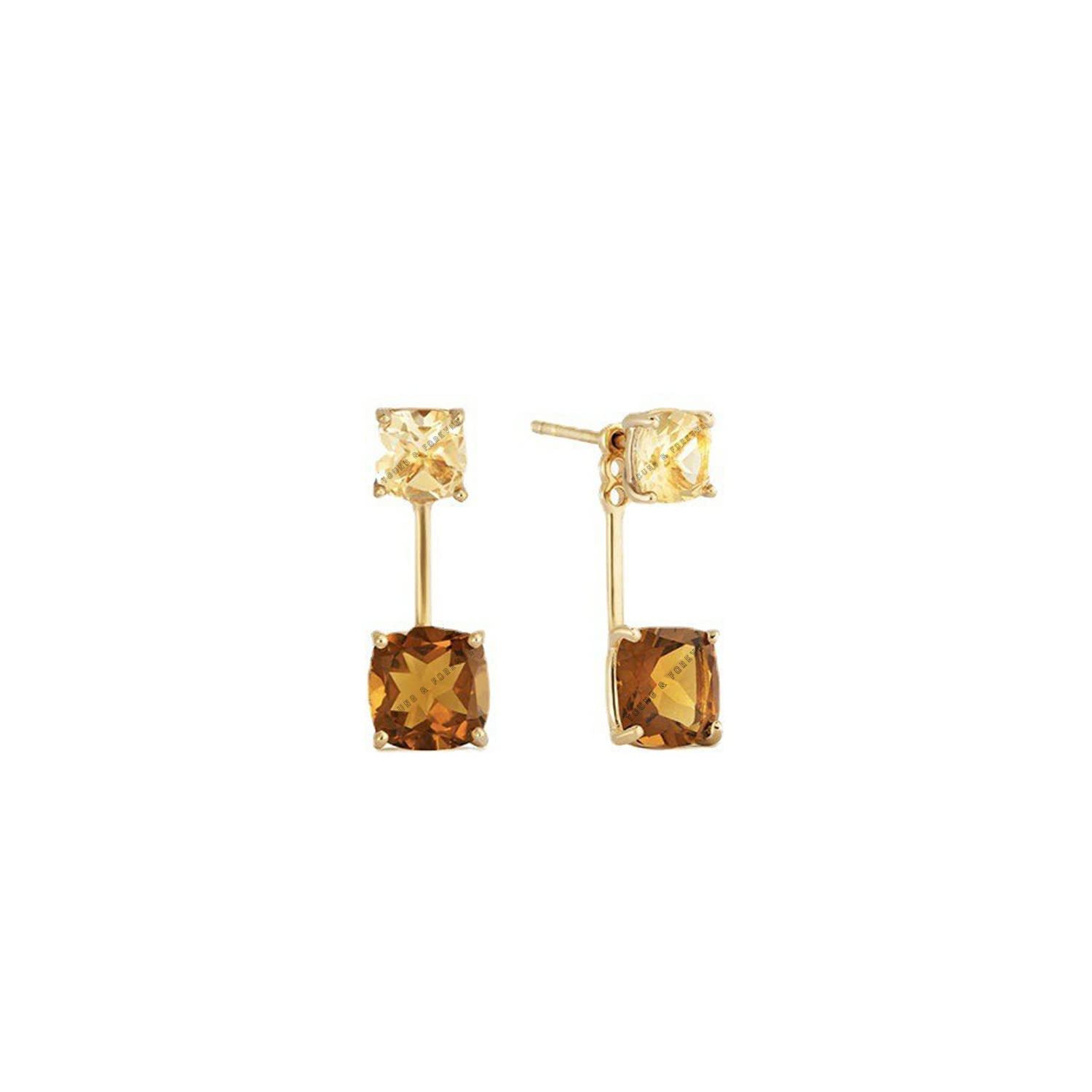 Young & Forever 14k Gold Plated Austrian Crystal Front Back 2 in 1 Square Cushion Drop Earrings for Women 14K Gold Plated Hypoallergenic Earring Jackets Citrine & Quartz Shade (B09RPKP53G) Amazon Price History, Amazon Price Tracker