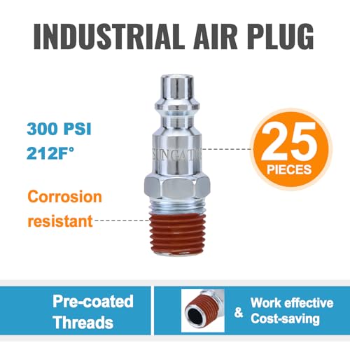 image for SUNGATOR 25-Pack 1/4 Inch Air Hose Fittings, 1/4'' Male NPT Industrial