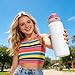 XccMe 32 oz Insulated Water Bottle with Straw,Stainless Steel Leak Proof Water Bottle,2-in-1 Lid with One-Touch Flip Lid & Straw,Keep Cold All Day for School,Travel,Gym,Camping,Sports,White