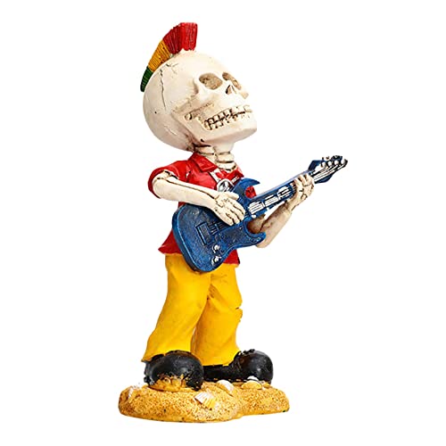 Figurine de groupe de musique squelette argent pour déco bureau rock