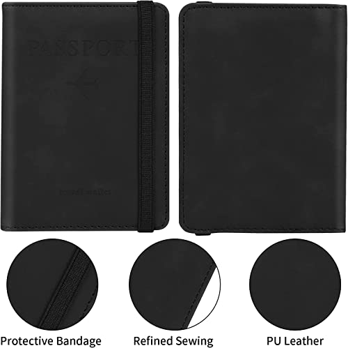 Image of House of Quirk Passport Holder Cover Travel Wallet Organiser, Passport Case with PU Leather Travel Document Holder for Men and Women Travel Accessories (Black)