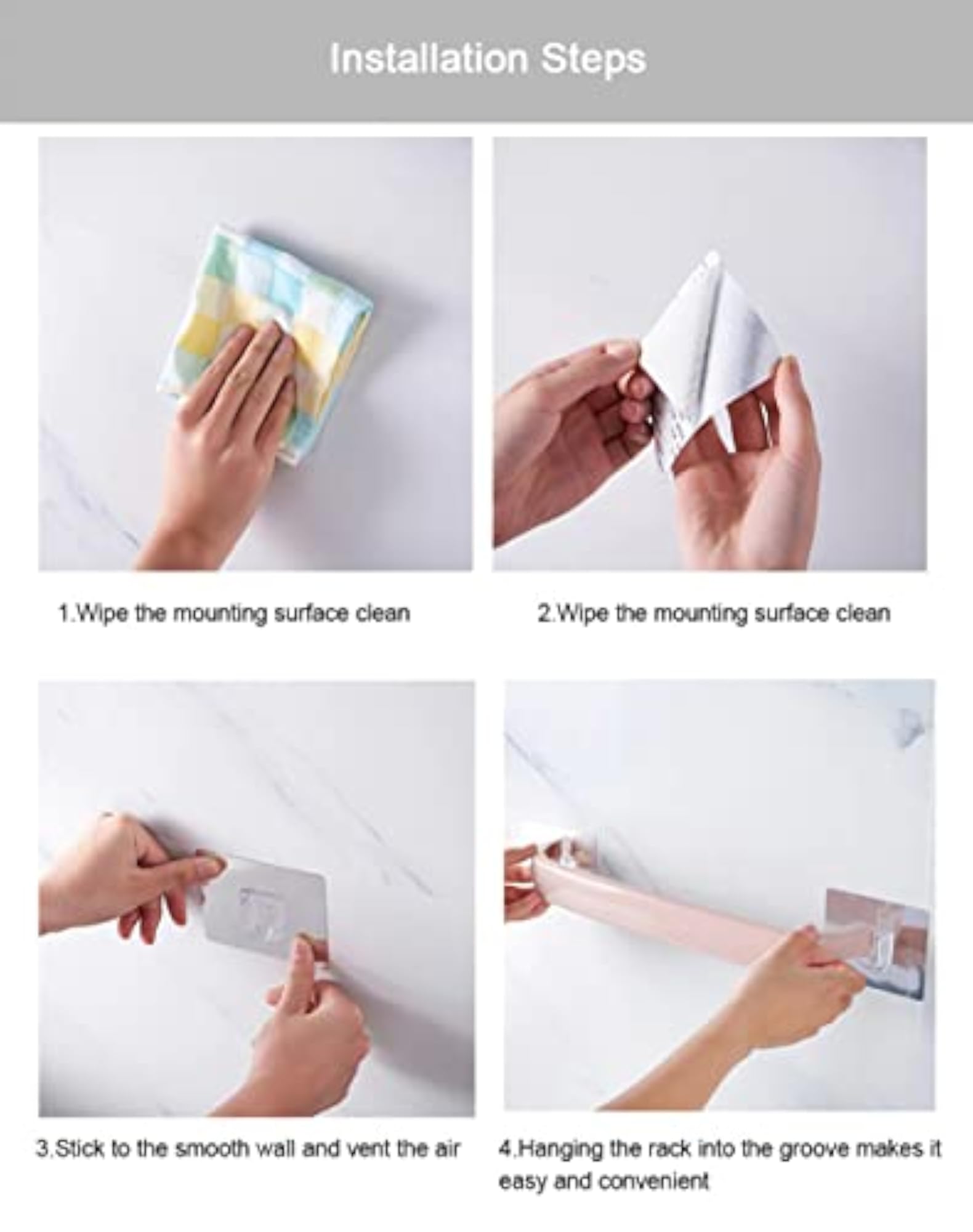 Bathroom Hand Towel Holder, No Drill Towel Rod Rack