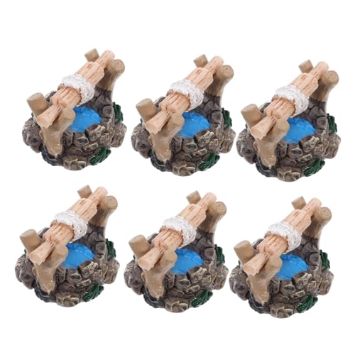 YARNOW Lot De 6 Puits d'eau Miniatures en Grès pour Décoration De Jardin, Micro-scène Vintage, Modèle Artisanal Féerique, Accessoire Décoratif Extérieur Et Intérieur, Ornement Paysager Réaliste