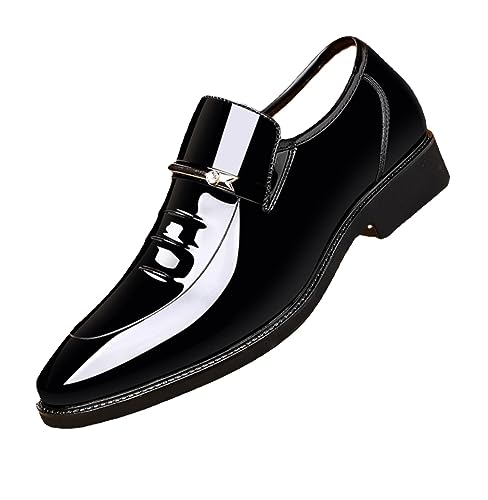 Men's Classic Business Dress Shoes, Oxford Work Formal Shoes, Patent Leather Slip-On Loafers Wedding Dress Shoes