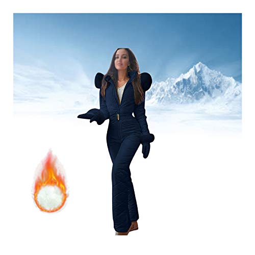 CAISYE Damen Einteiler Skianzüge Jumpsuits mit Kapuze Skianzüge Jumpsuits Overalls Winter Warm Outdoor Schneeanzüge für Schneesportarten, Wasserdicht Winddicht Kapuzen Snowboard Schneeanzug Blau 4XL Cover