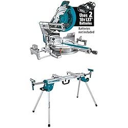 Makita XSL08Z 18V X2 LXT Lithium-Ion (36V) Brushless Cordless 12´´ Dual-Bevel Sliding Compound Miter Saw, AWS Capable and Laser, Tool Only with WST06 Compact Folding Miter Saw Stand