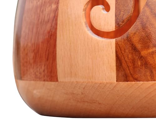Image of Wooden Yarn Bowl for Knitting Yarn Bowl for Crocheting, Yarn Storage Bowl to Prevent Slipping, Wooden Yarn Holder, Best Gift for Crochet (#Design-5)