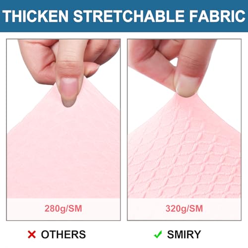 Image of Smiry Waterproof Seat Covers for Dining Room Chairs, No Rear Covers | Stretch Jacquard Removable Washable Chair Seat Slipcovers Protector, Set of 6, Blush Pink