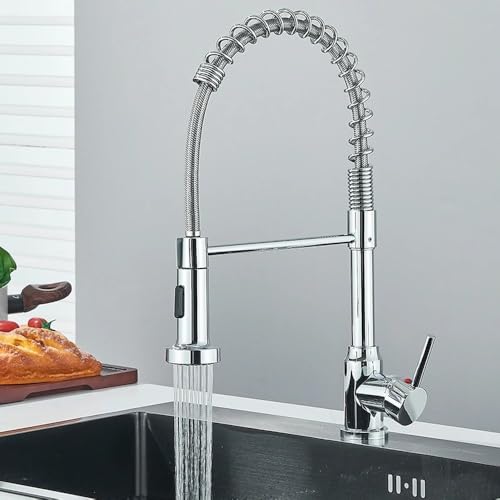 Mitigeur rotatif en acier inoxydable chrome pour évier de cuisine design