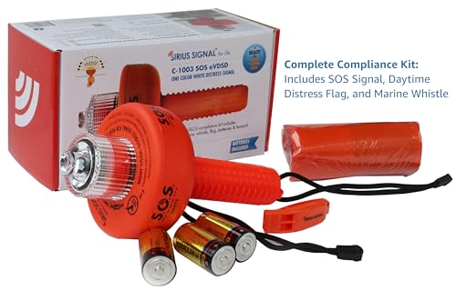 Sirius Signal C-1003 SOS LED Distress Signal - Electronic Flare Replacement, USCG Approved, Includes Daytime Flag & Whistle