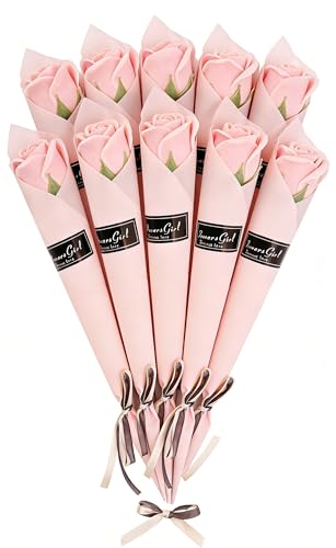 Lwuey Ramo de Jabón Perfumado, Flores Pétalos Rosa Artificial Baño Rosas Tallo Impresionantes Realistas Aromáticas Fragantes Celebración Caja Almacenamiento Regalos Mamá Cumpleaños Valentín Regalo