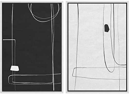 IDEA4WALL Framed Canvas Print Wall Art Black and White Minimalist