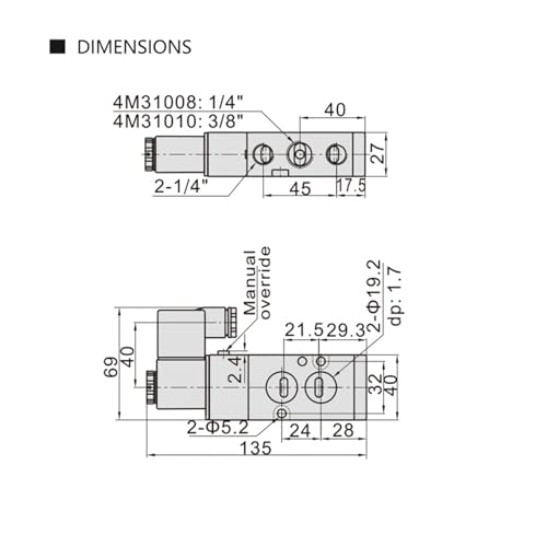 Électrovanne pneumatique 4M310-10 évite les pertes de pression réseau G3/8