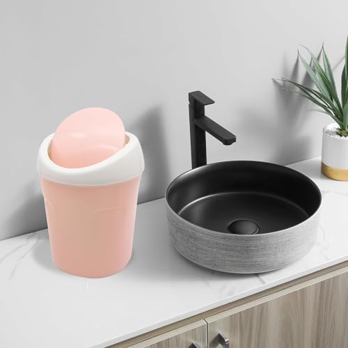 Image of Mini Desktop Bin with Lid, Cute Pink Tabletop Trash Can, 0.5 Gallon Countertop Small Waste Basket