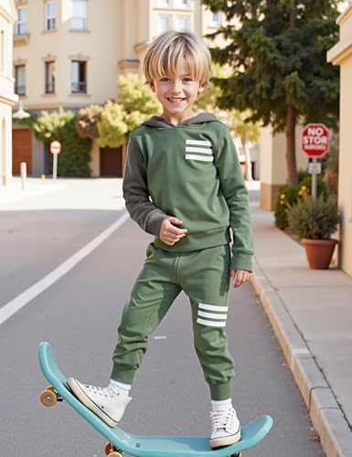 Image of Toddler Boy Clothes Long Sleeve Hoodie Sweatsuits Tops and Pants 2Pcs Boys Fall Winter Outfits Set