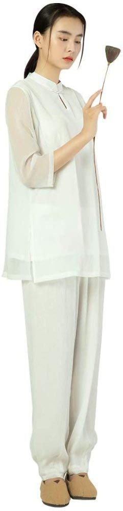 FZYE Womens Zen Meditation Suit Chinese Traditional Tai Chi Uniform Martial Arts Clothes Morning Exercises,B-UKM/TagL