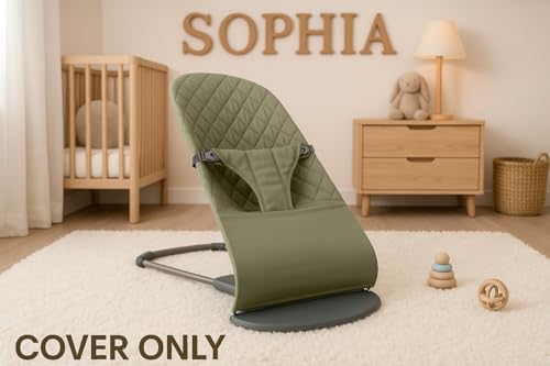 Image of Fabric Seat for Bouncer - Compatible with Baby Bjorn Bouncer - Dense, Wear-Resistant, Skin-Friendly Cotton - Replacement Covers ONLY, Olive