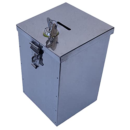 Image of Coin Box,Gullak,Donation,Antique Coin Bank Box Money Organiser Steel Body (7.5 Inch) Box(H- 7.5 inch W-5 inch L-5.5 inch) with Pre Fited Lock & 2key.