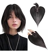 Hairro 100% Human Hair Toppers with Bangs, 360° Cover 3D Clips on Thin Hairpieces for Women, 3.15...