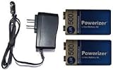 9 Volt Li-Ion/Li-Po Charger + 9 Volt Powerizer Lithium Ion Battery (500 mAh)