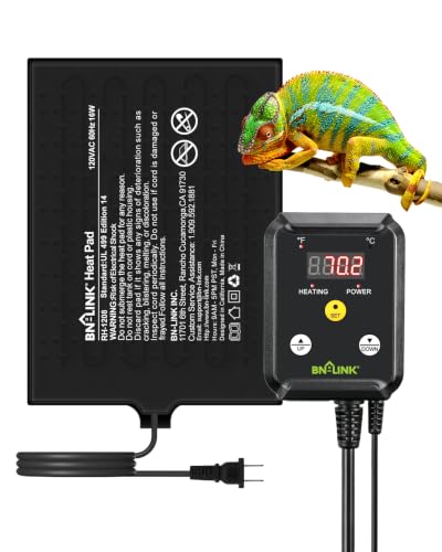 Image of BN-LINK Durable Reptile Heating Pad 8 inch X 12 inch with Digital Thermostat Under Tank Heater Terrarium Warmer Combo Set for Turtles, Lizards, Frogs, and Other Reptiles