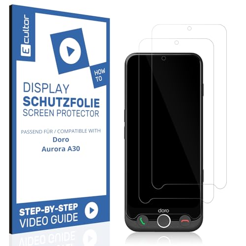 Ecultor 2x Schutzfolie 3D kompatibel mit Doro Aurora A30, Flexibel, 100prozent Abdeckung, Fingerprint Kompatibel, Made in Germany, Full Cover Bildschirmschutz-Folie