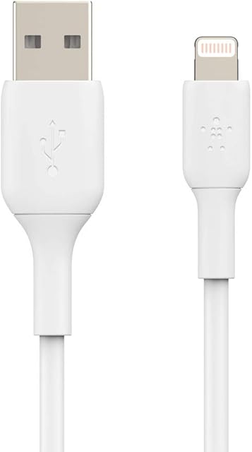 Belkin Lightning Cable (Boost Charge Lightning to USB Cable for iPhone, iPad, AirPods) MFi-Certified iPhone Charging Cable (White, 2m)