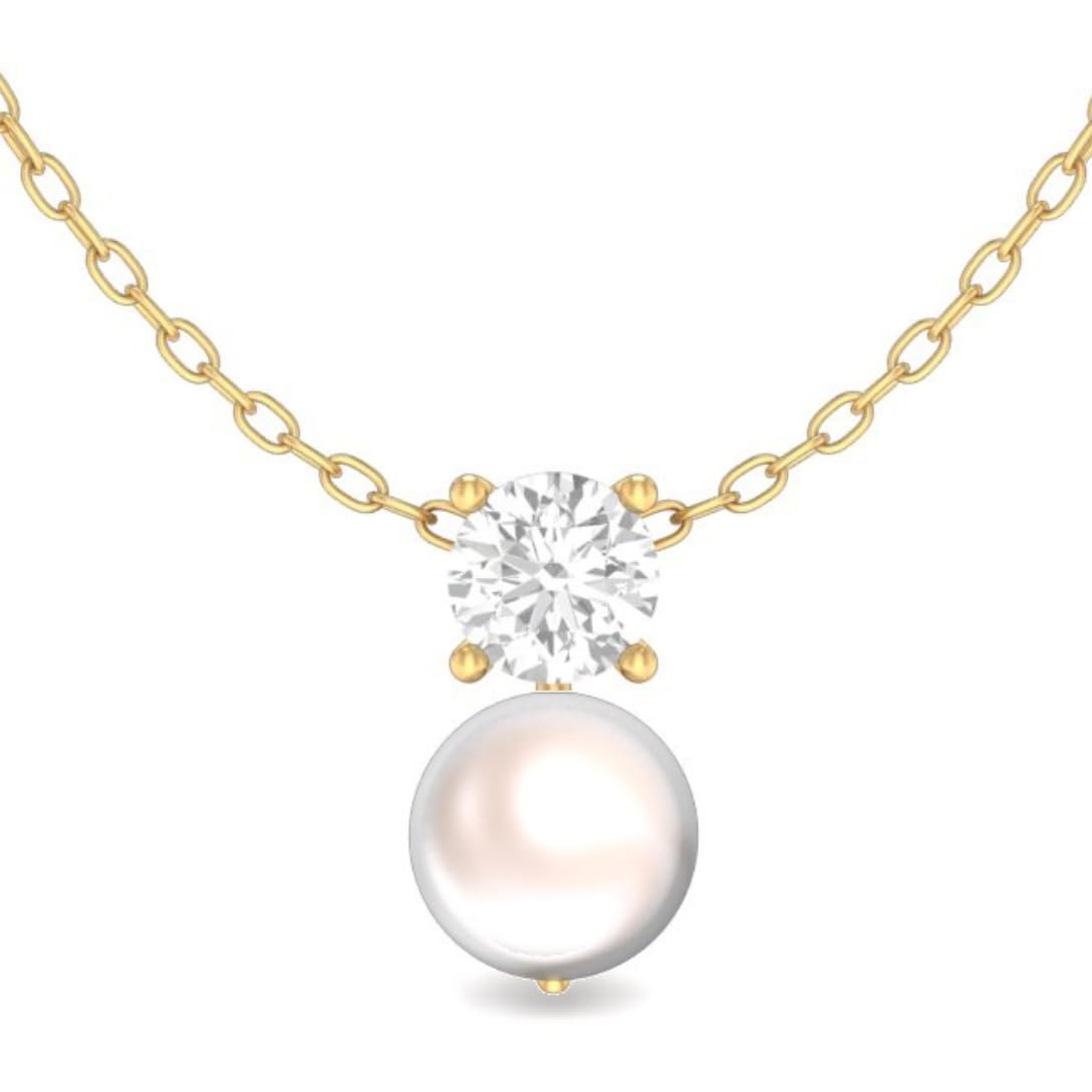 MABEL 925 Sterling Silver, 18 Kt Gold Plated Solitaire Pearl Pendant With Chain Necklace, Fine Jewellery Gifts for Women & Girls, Assured Purity & 6 Month Warranty* (B0D9JVZ2ZQ) Amazon Price History, Amazon Price Tracker