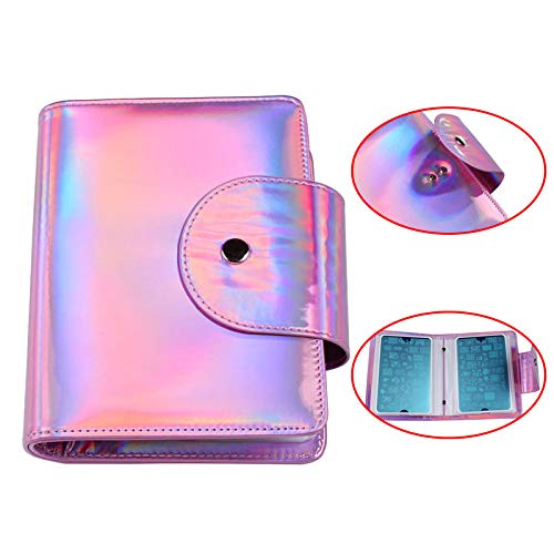 FingerAngel 20 Slots Image Stamper Plate Collection Rainbow Laser Color Nail Art Stamp Plate Stamping Plates Cases Stamp Nail Template Organzier For Large Size 9.5X14.5CM Nail Art Plate (Pink) - Image 2