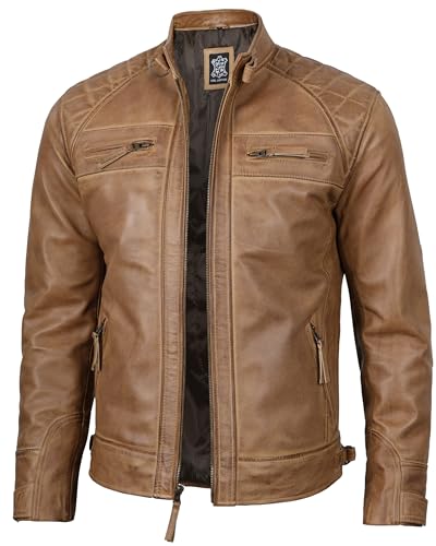 Image of Decrum Men Leather Jacket - Casual Stylish Real Lambskin Leather Jackets for Mens