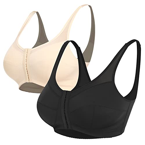 Figninget Post Surgery Bra Post Surgical Bra Plus Size Front Closure Women Lift Bra Fasten in Front Compression Bra Sports Bras No Wire Bras Wireless Back Support