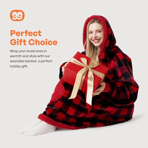 Giggling Getup Christmas Wearable Blanket Hoodie For Women Men thumb #6