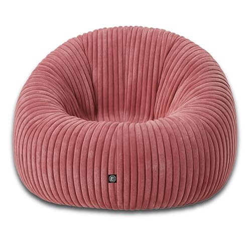 PatchHome Deluxe 2 i 1 snöre sittsäck fåtölj saccosäck – gaming saccosäckar för vuxna och barn med dragkedja – redan fylld – perfekt för att sitta och ligga (rosa, Ø 145 cm)