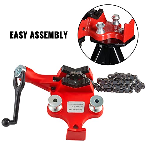VEVOR Screw Bench Chain Vise 1/8 to 5 inch Pipe Capacity, Heavy Duty Bench Chain Pipe Vise w/ A Crank Handle, Neoprene-Coated Jaw, Cast Iron Material Ideal for a Variety of Pipes