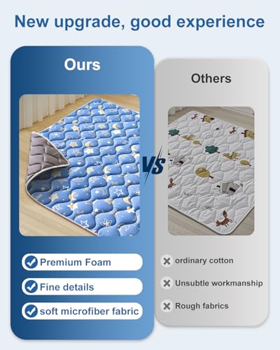 Odorless Premium Foam Baby Play Mat 50" x 50", Soft Microfiber Fabric Crawling Mat for Floor- Comfortable and Hypoallergenic, Non-Slip Cushioned Floor Playpen mat for Infants,Babies,Toddlers