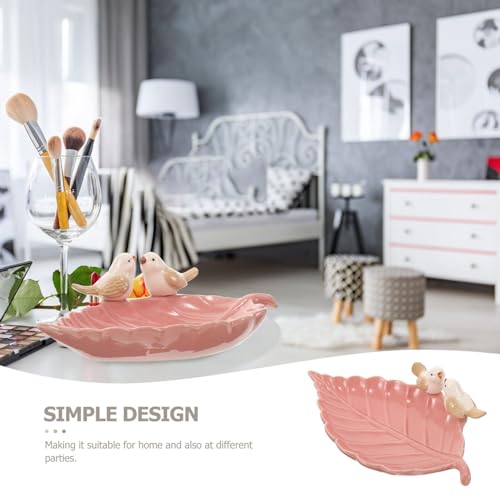 SOLUSTRE Bird Dessert Plate Ceramic Jewelry Tray and Decorative Snack Tray for Home Party Serving and Display 8.66X5.9 Inch - Image 8