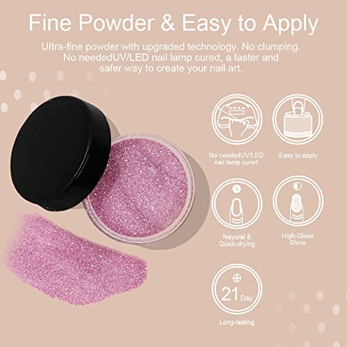 Arte Clavo 8 Colors Nail Dip Powder Kit, Dip Powder Nail Kit Starter 8 Colors Nude Pink Glitter Nail Dip Powder System For French Dip Manicure, Base Top Coat Activator Dp804 #TOP1