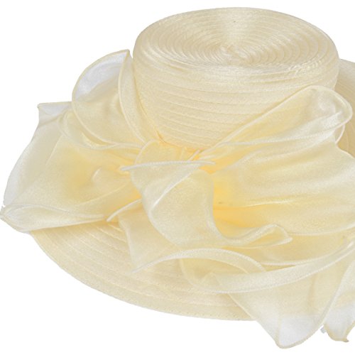 Women Derby Church Dress Cloche Hat Fascinator Floral Tea Party Wedding Bucket Hat S052 (S062-Apricot)
