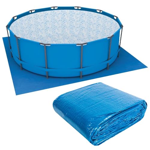 Mineup Tapis De Sol pour Piscine, 396 X 396cm Protecteur De Sol Piscine, Tapi De Sol Et De Protection Bleu pour Piscin, Hors Terre Tap De Protection Bleu...
